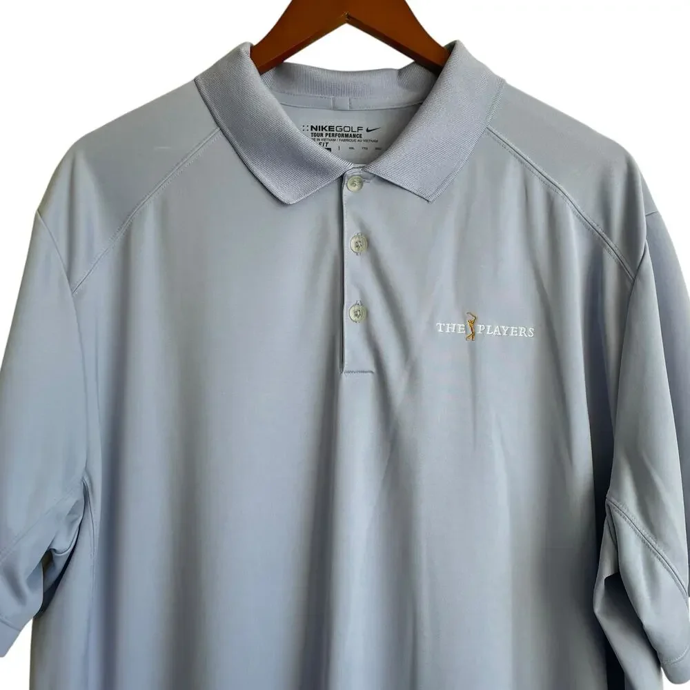 Nike Golf Mens Polo Tour Performance XXL Blue Striped The Players Leisure Comfy - Picture 10 of 11